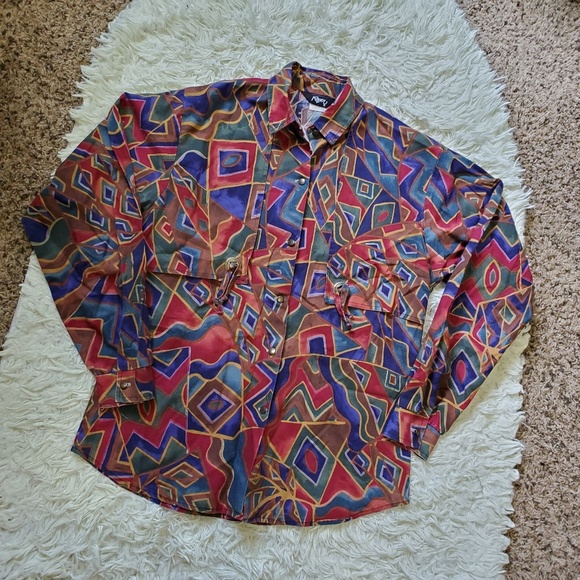 Roper Tops - Vintage Roper Western Abstract Button Up Shirt